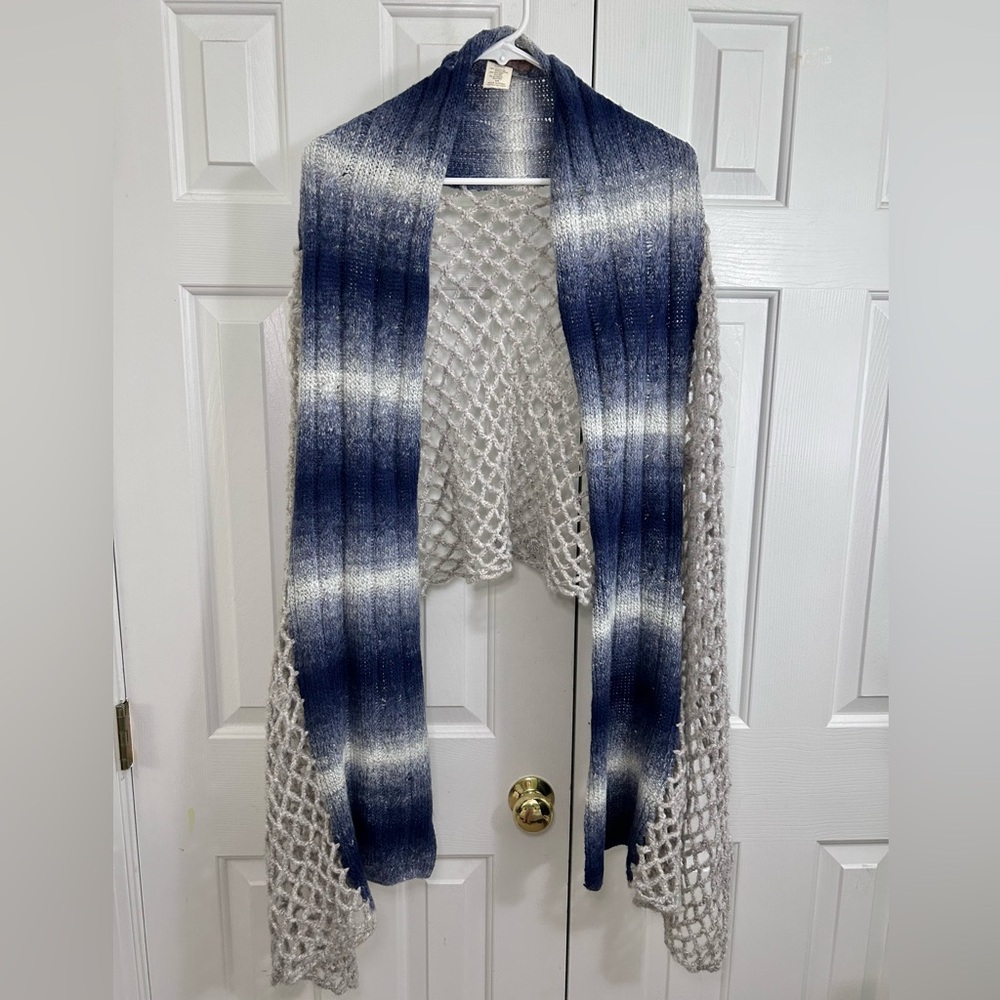Free People Essential Cable Knit Striped Crochet Alpaca Blend Bohemian Scarf
